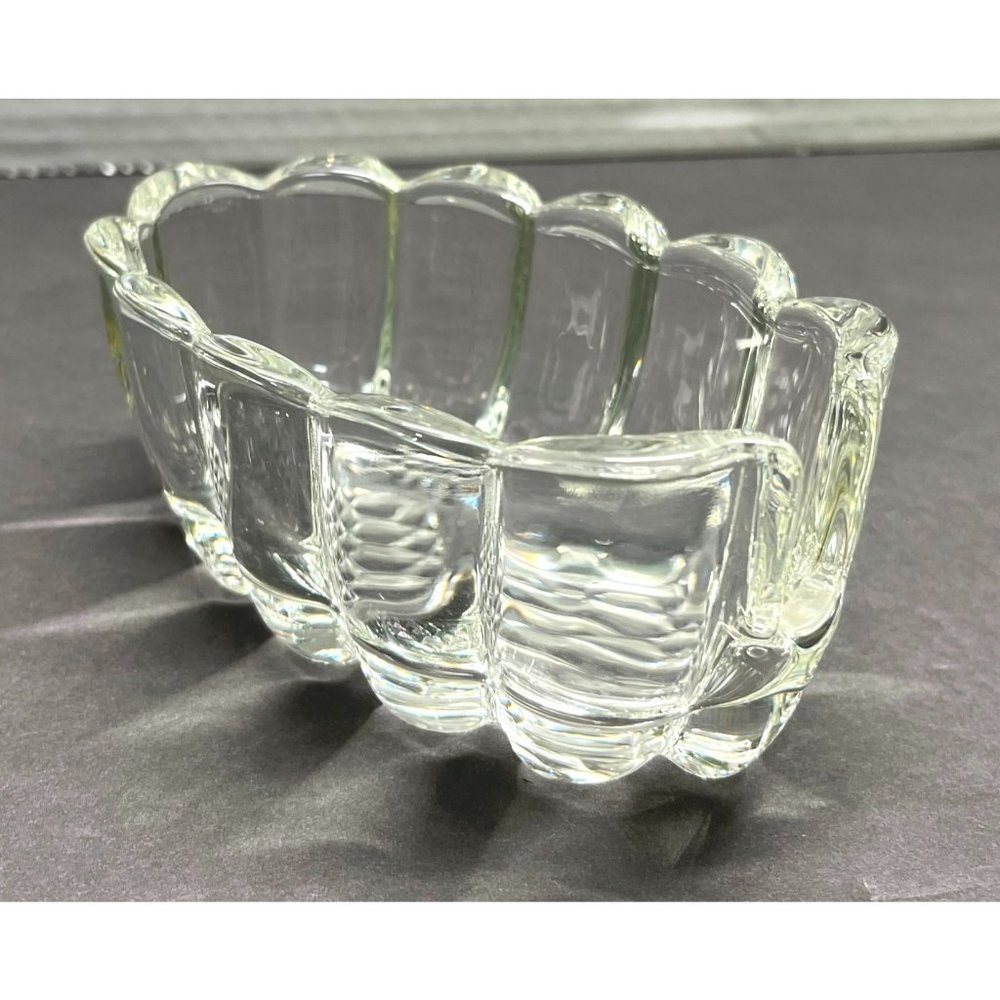 Princess House Fork and Spoon Rest Crystal Glass Clear Scalloped Edge 5"